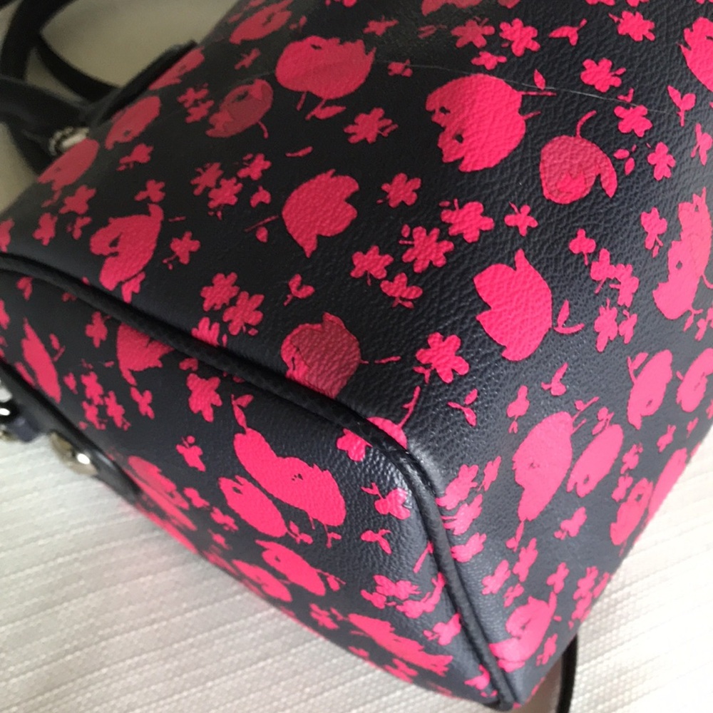 Coach Mini Bennet Prairie Calico Floral Satchel Purse, F55466, Navy / Pink - Picture 14 of 16